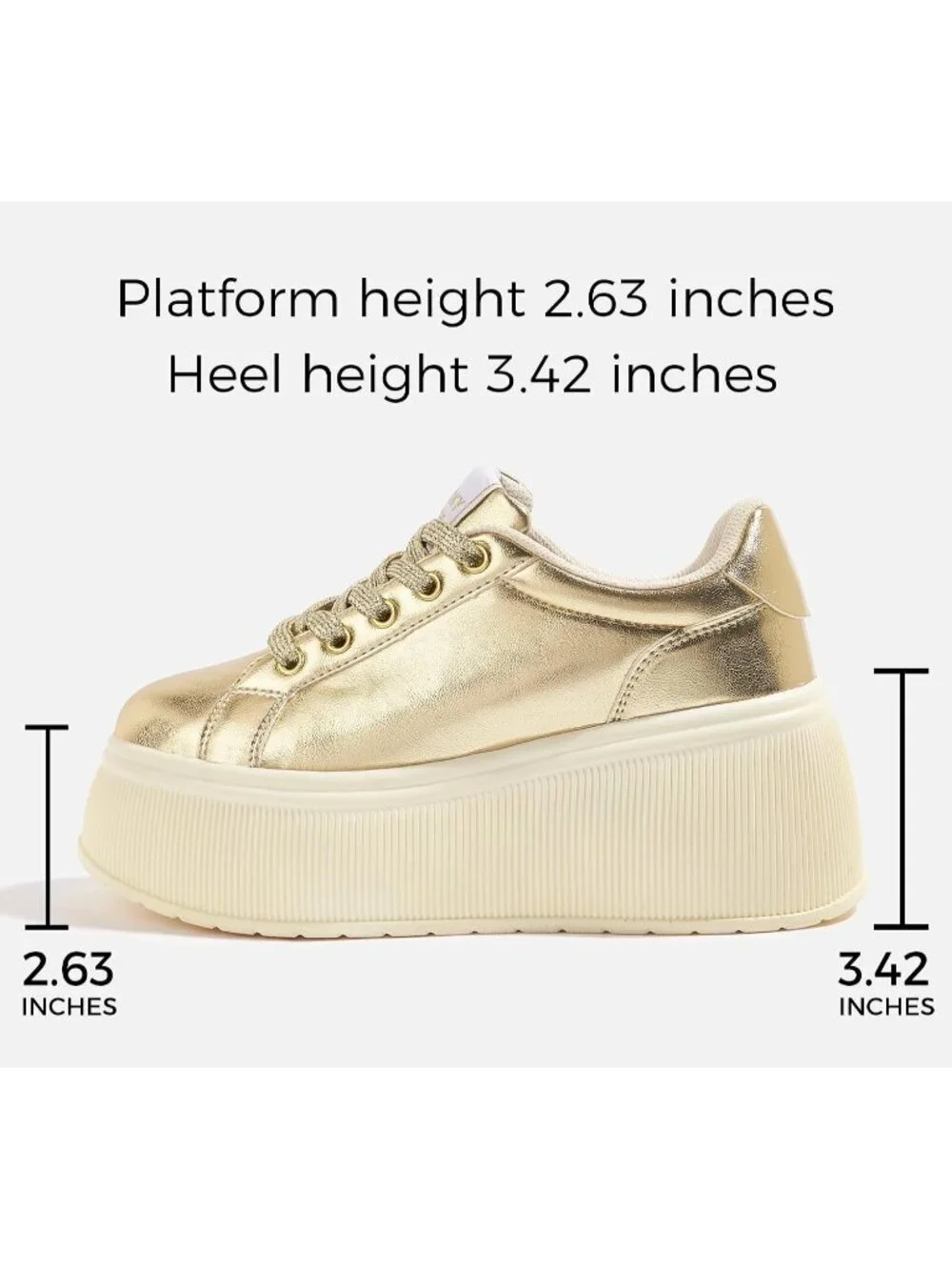 🆕LUCKY STEP Women's Gold Platform Wedge Canvas Sneakers Walking Shoes
